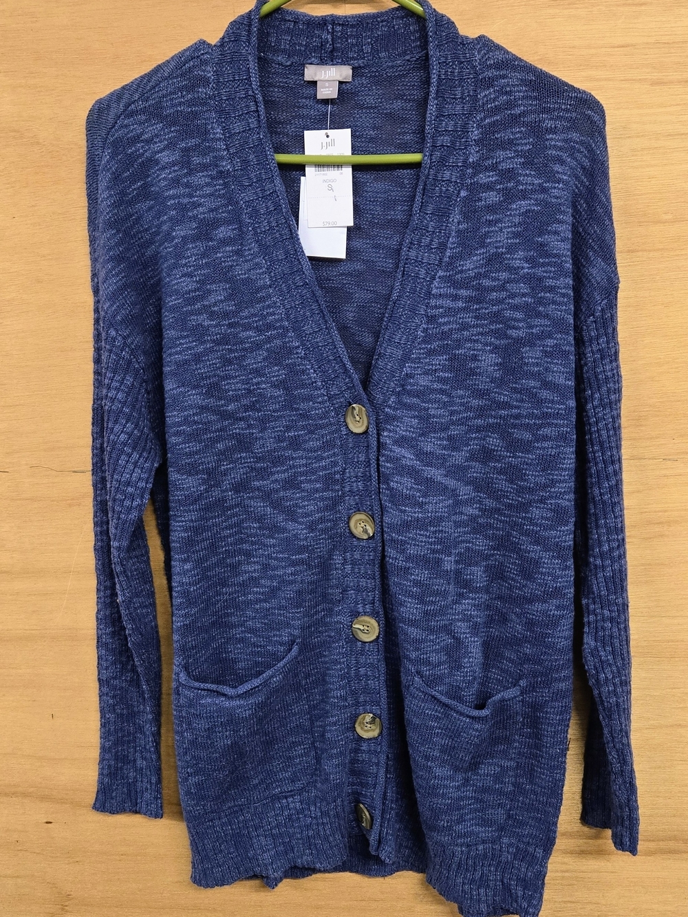 J. Jill Navy Blue Marled Button-Front Cardigan